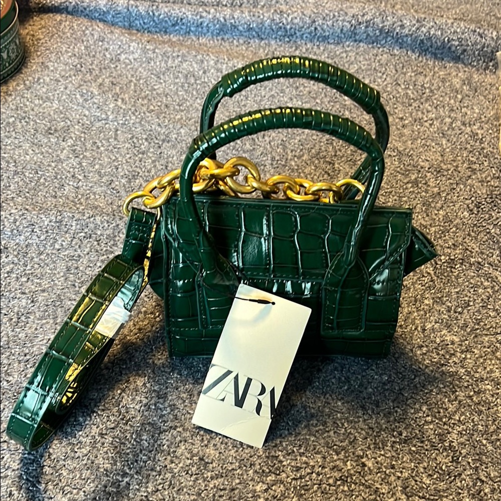Zara Exotic Green and Gold Mini Bag